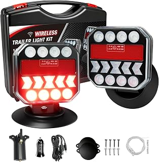 NeaLia 110° Rotatable Magnetic Wireless Trailer Lights w/Reverse | Rechargeable, IP67 Waterproof, Brake/Turn Signal for Truck, RV, Camper, Boat, Caravan