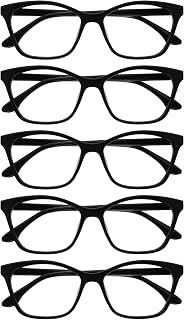 OPULIZE KAT Reading Glasses for Women Men, Cat-Eye Framewith Spring Hinges, Black +2.50 (Pack of 5)