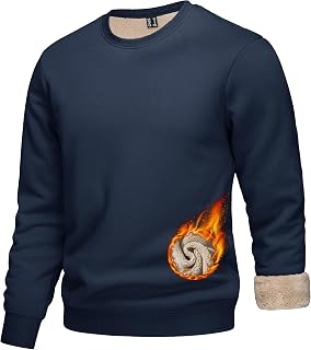 KEFITEVD Men‘s Sweatshirts Fleece Jumpers Thermal Winter Work Pullover Crew Neck Sweater Warm Thick Sherpa Sweat Shirts