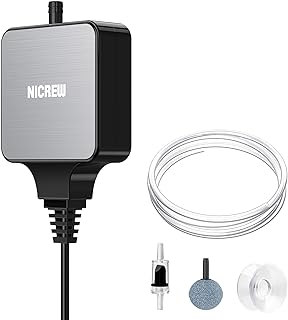 NICREW Nano Silent Mini Aquarium Air Pump, <33 dB, for Tanks up to 40 L | Piezo Ceramic Technology | Ultra Quiet Operation | 18 L/h Air Output | 1.5 W Energy Efficient | Compact Design