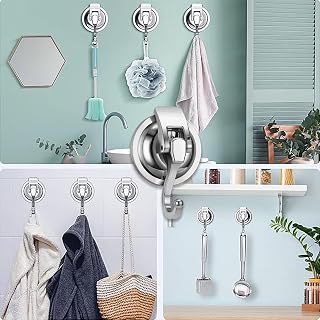 STRONG SUCTION HOOK - No Drill Vacuum Adhesive Wall Hooks, Reusable Stick-on Hooks for Kitchen, Bathroom and Glass Surfaces