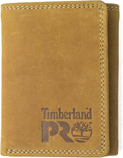 Timberland PRO Men's Leather RFID Trifold Wallet with Id Window
