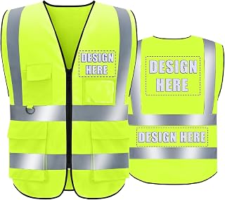 BeautyWill Custom Safety Vest Customized Logo Class 2 High Visibility Reflective Vest with Pockets Construction workwear