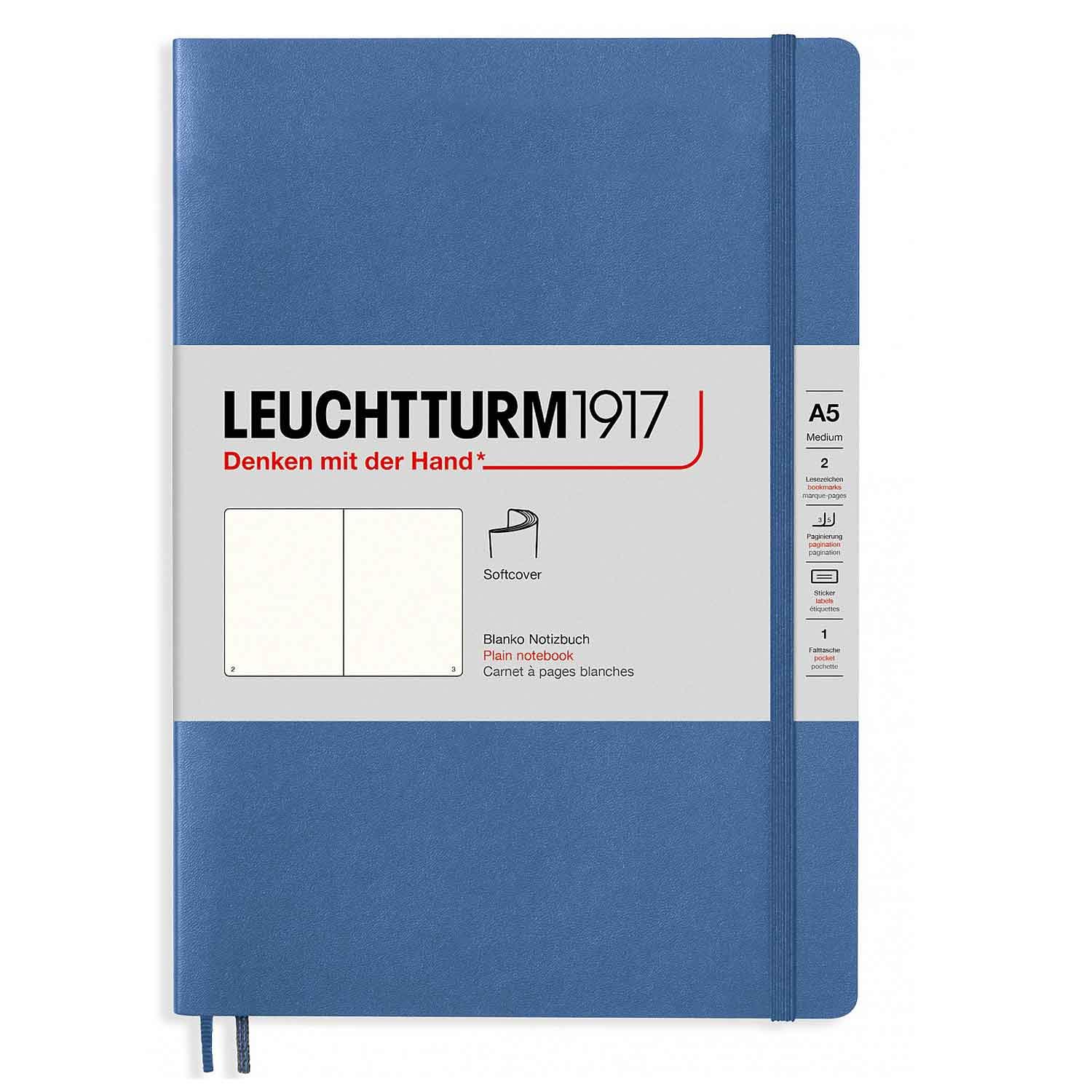 Leuchtturm 361569 Notebook, A5, Ruled, Soft Cover, Denim