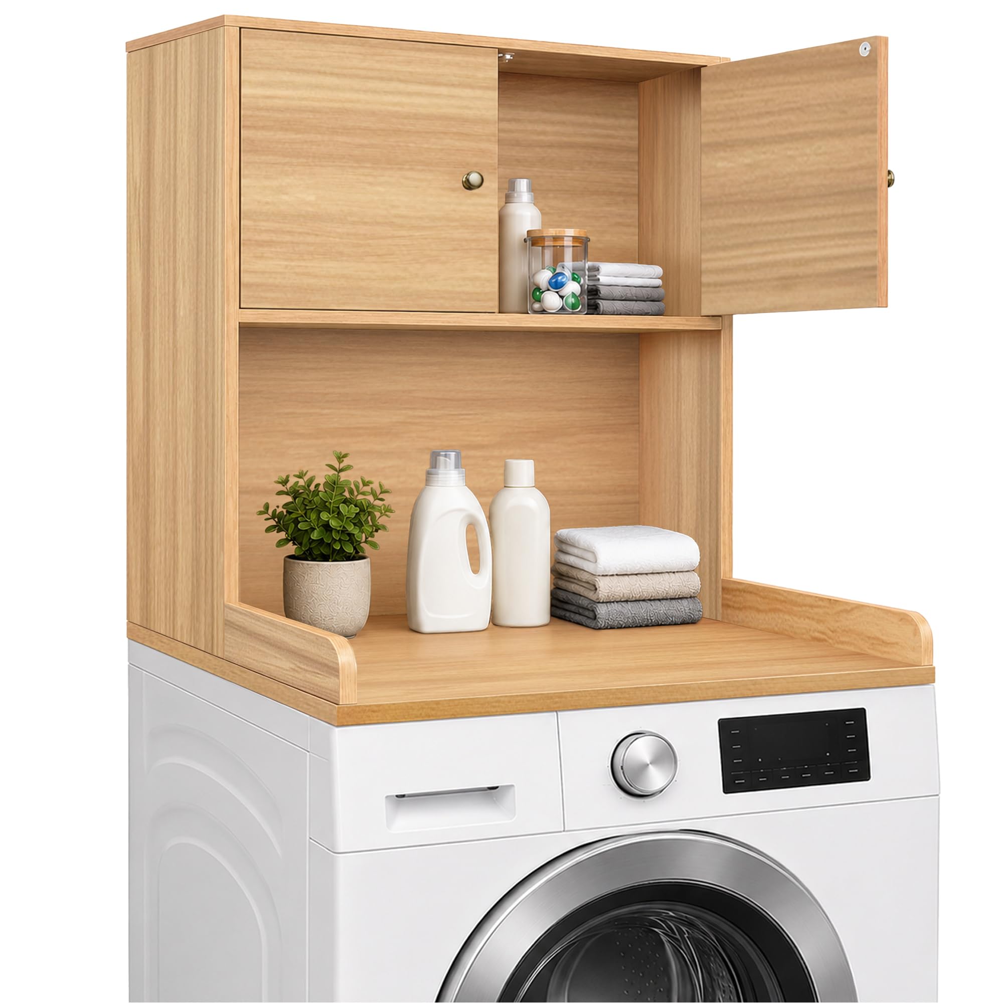 Washer Dryer Countertop with Cabinets, 2-Tier Laundry Countertop with Shelf | Wa