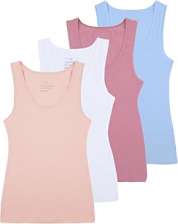 Comfneat Women's 4-Pack Slim Fit Tank Tops Comfortable Vests