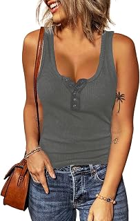 Women's Summer Casual Ribbed Sleeveless Tank Top