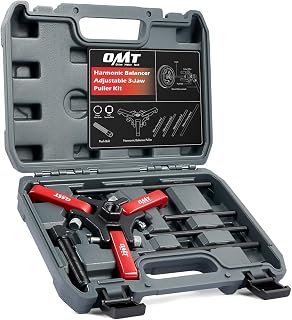 OMT Harmonic Balancer Puller Kit for Removing Harmonic Dampers &amp; Balancers | Adjustable 3-Jaw Puller Pulley Puller Set Compatible with Chevy GM Chrysler Cadillac Ford, Red