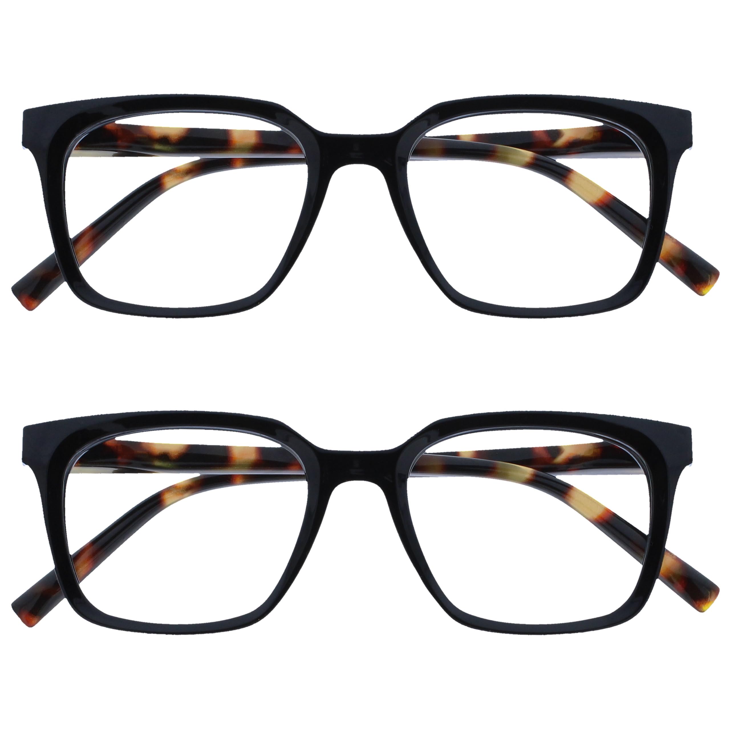OPULIZE KOI Reading Glasses 2 Pack - Large Rectangular Frame - Black - Mens Wome