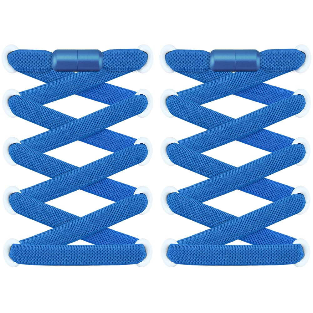 RJ-Sport 2 Pairs Flat Laces - Quick Release Elastic Laces - Quick Lacing System 