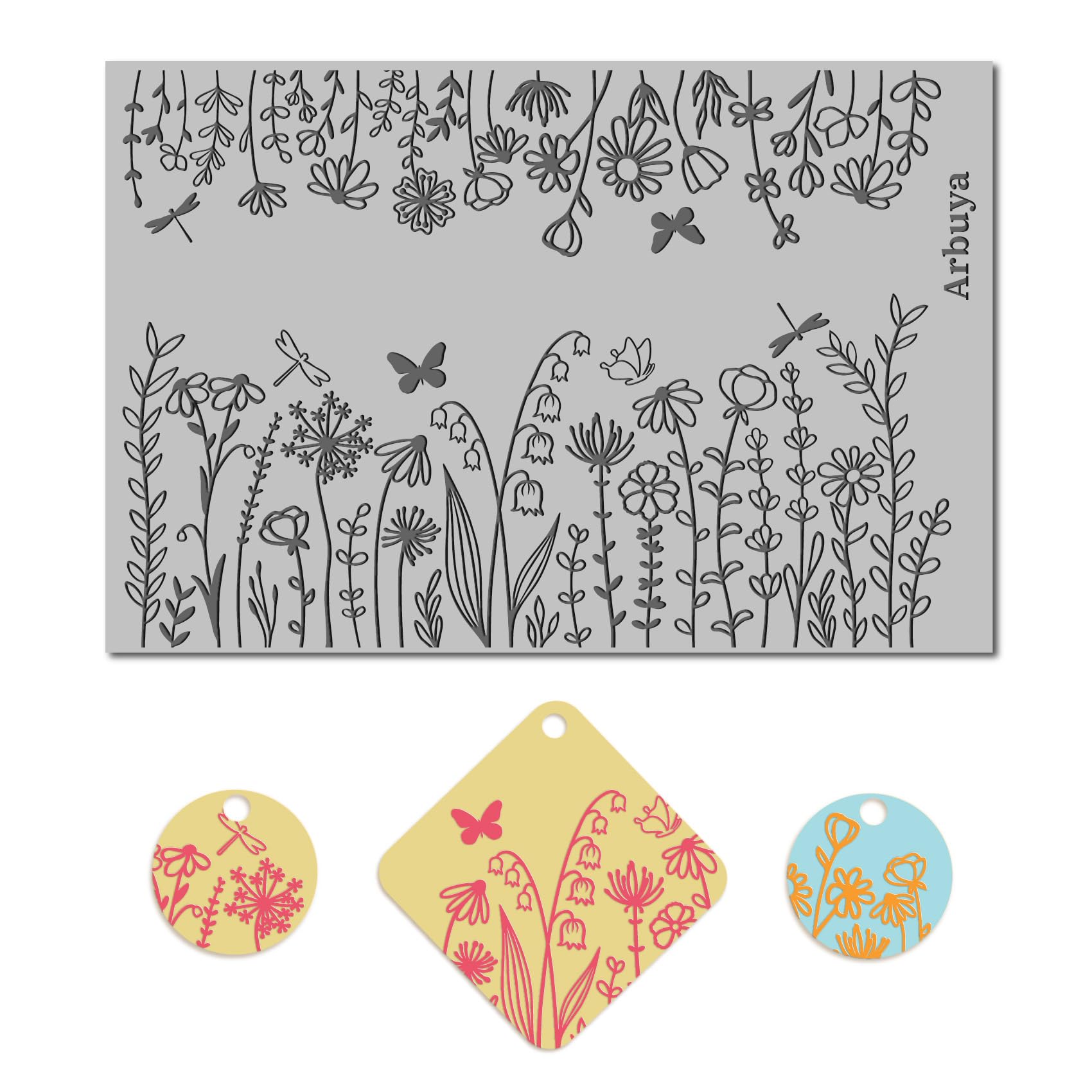 Arbuya Polymer Clay Wildflowers Dandelion Texture Sheets for Earrings Jewelry Ma