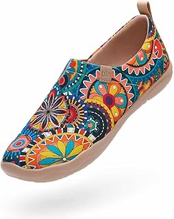 UIN Women's Painted Travel Shoes Floral Art Canvas Slip-on Loafers Comfort Walking Sneakers