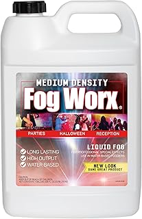 FogWorx Fog Juice - 1 Gallon of Organic Fog Fluid (128 oz) - Medium Density, High Output, Long Lasting Fog Machine Fluid for 400 Watt to 1500 Watt Machines