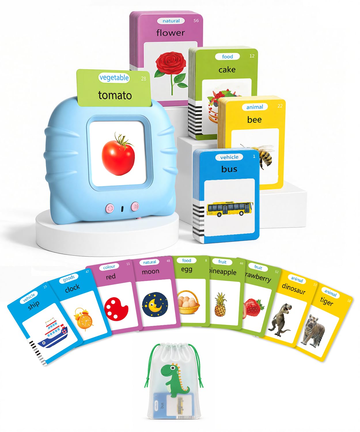 Aullsaty Talking Flash Cards for Toddlers Ages 1-3, 224 Words Montessori Speech 