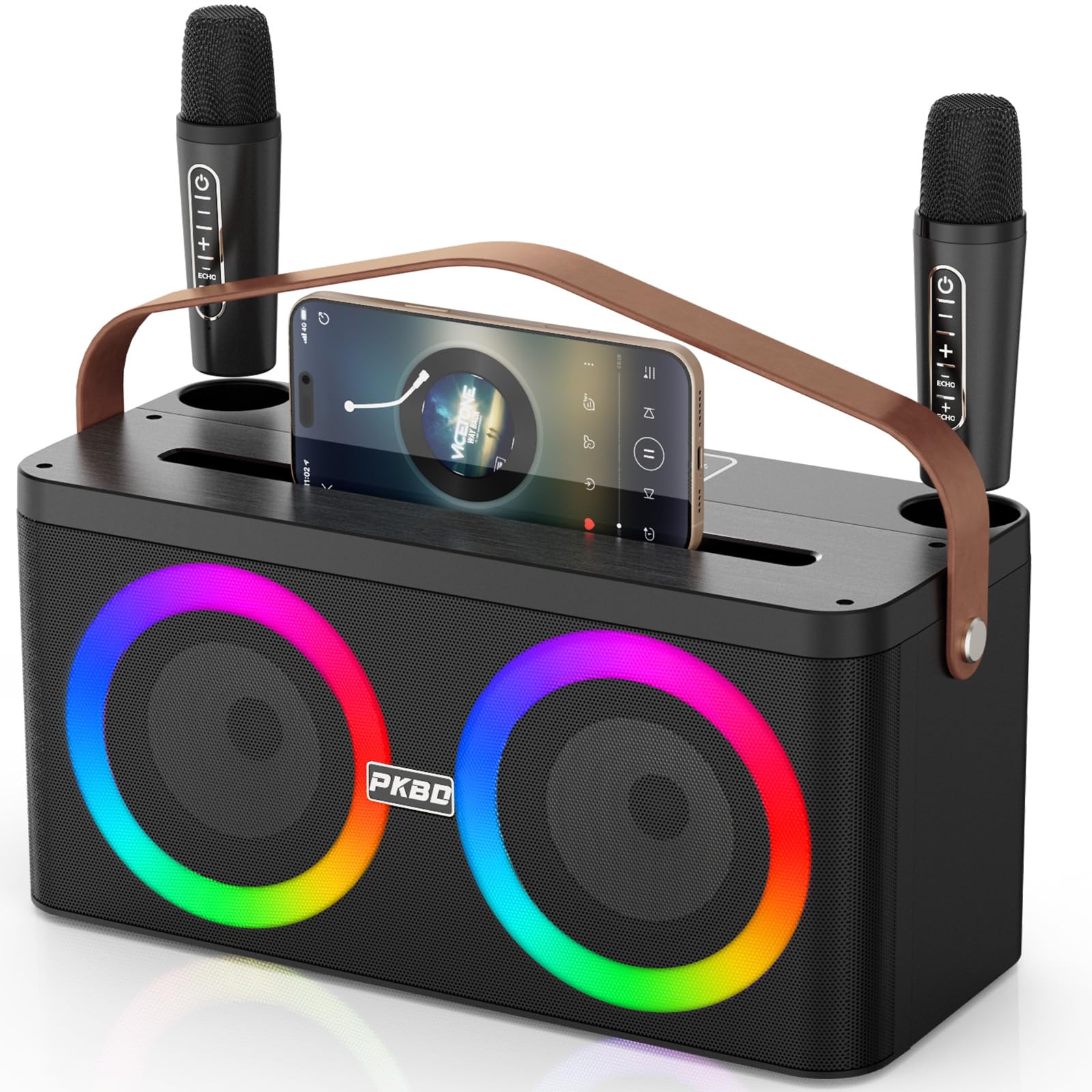 Karaoke Machine with Phone/Pad Holder for Home & Party | Portable Bluetooth Spea