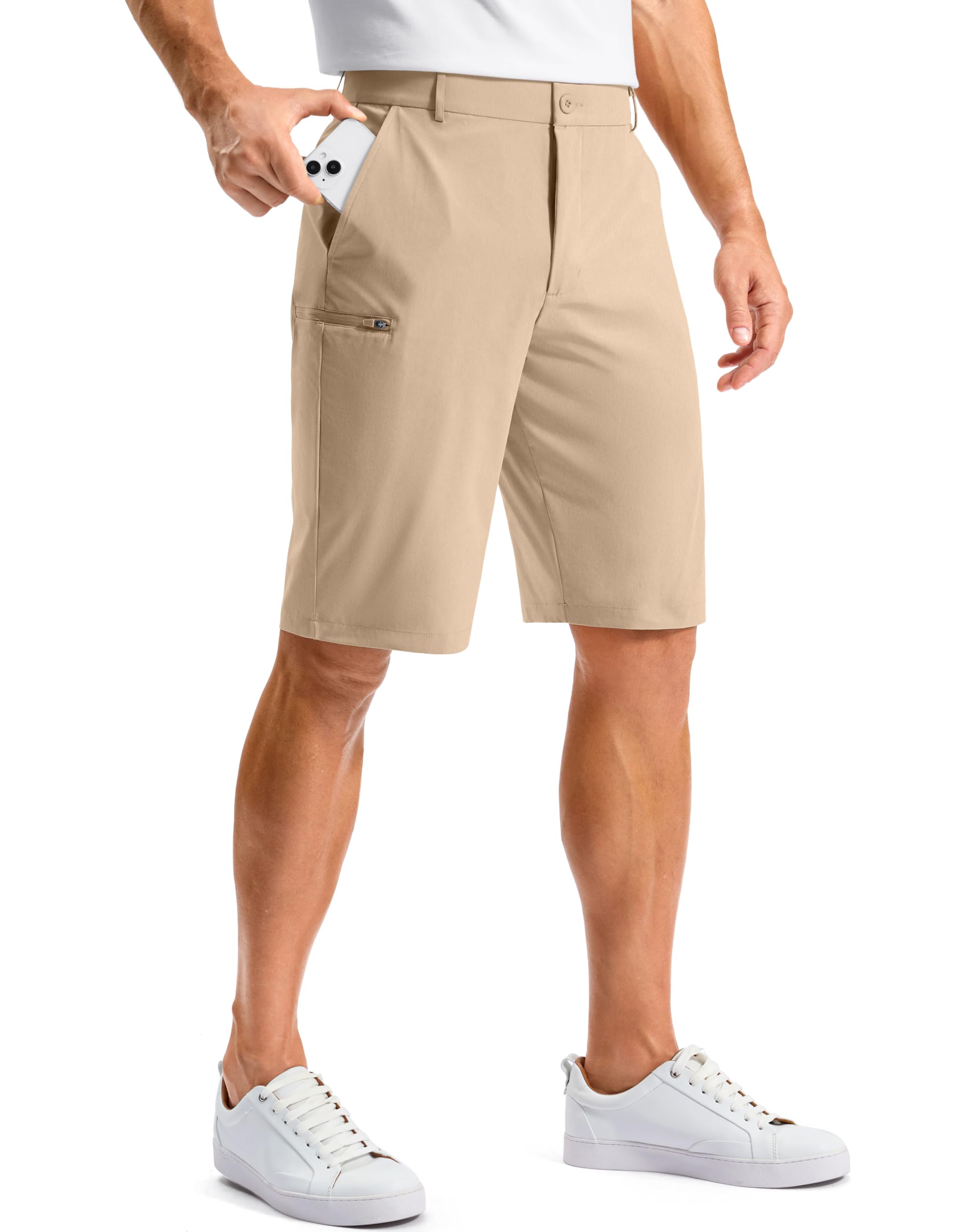 Pudolla Men's Golf Shorts with 4 Pockets 11"/13" Long Inseam Dress Shorts