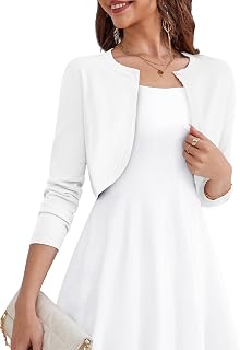 Women's Long Sleeve Cropped Cardigan Open Front Bolero Shrugs