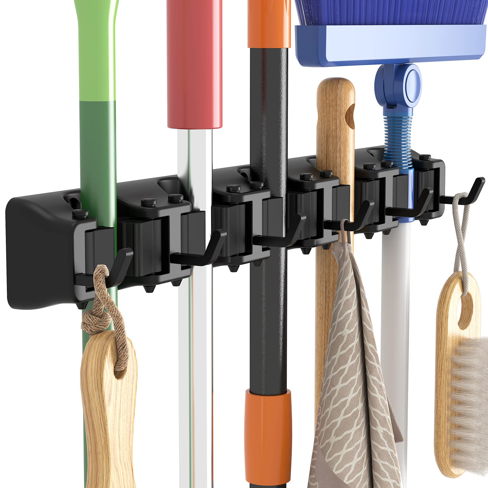 Lifewit Broom Mop Holder Wall Mounted, 1 Pack, Black | Broom and Brush Storage S