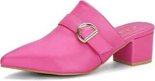 Allegra K Women's Pointed Toe Block Heel Mules Shoes