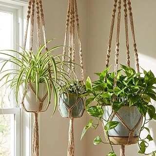1PC Creative Woven Hemp Rope Net for Linen Flower Pots, Hanging Baskets, Flower Pot Netting for Outdoor Gardening Tools Home Decor (Long, 41 Inch)
