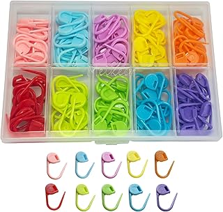 Meikeer 150PCS Locking Stitch Markers with Storage Box, 10 Colors | Smooth Snag-Free Plastic Locking Clips for Knitting, Crochet, Sewing &amp; DIY, Home &amp; Travel, Beginners &amp; Adults, 0.86x0.4in