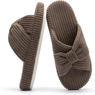 Chantomoo Slippers for Women Memory Foam Home Bedroom Corduroy Bow Cross Slippers Comfortable Shoes Slippers Fashion Gift