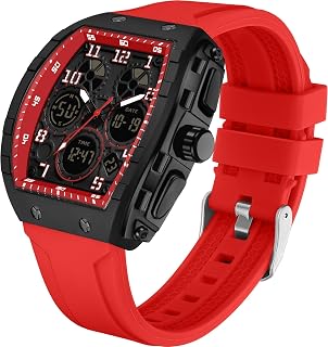 Men's Fashion Sport Watch Analog Digital Waterproof Tonneau Watch Big Face