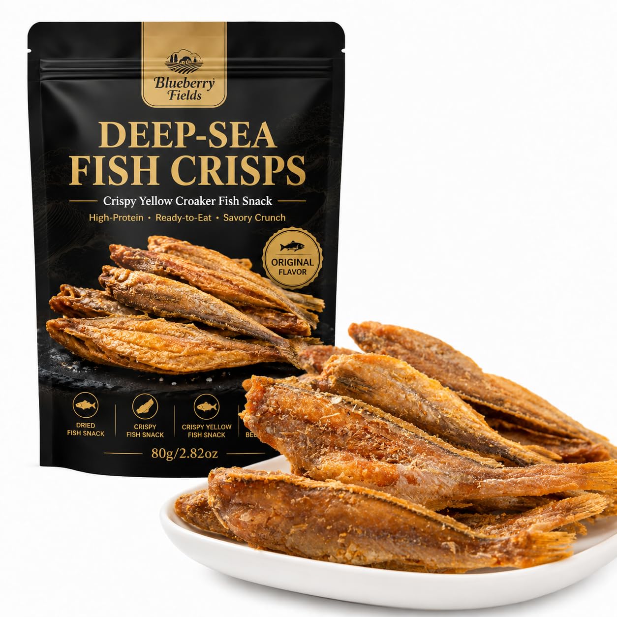 High-Protein Ready-to-Eat Deep-Sea Fish Crisps, Crispy Deep Sea Yellow Croaker F