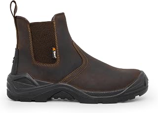 Xpert - Defiant SBP Safety Dealer Boots. Pull On Chelsea Steel Toe Cap Shoes, Comfortable and Water Resistant Work Boots for Men with Midsole Design for Safety and Ankle Support