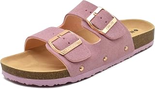 ONCAI Arizona Buckle Women's Mules And Clogs Open Toe Leather Summer Flat Cork Sandals