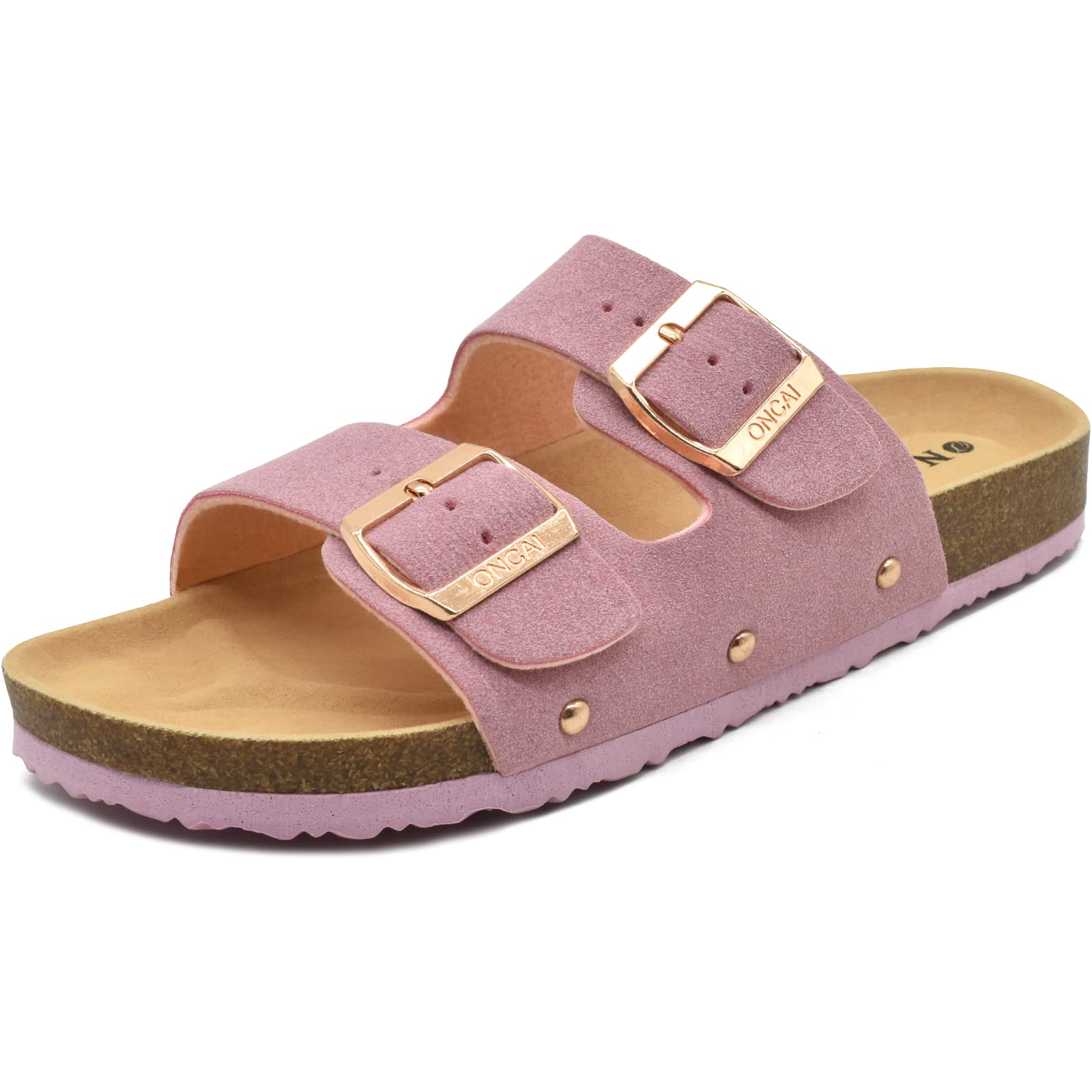 ONCAI Arizona Buckle Women's Mules And Clogs Open Toe Leather Summer Flat Cork S