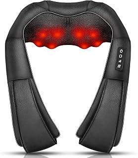 iKristin Shiatsu Shoulder Neck Massager with Heat, Black | 3D Deep Tissue Massage relieves neck, back, shoulder & leg pain. Ideal for home, office & car – gift for women & men