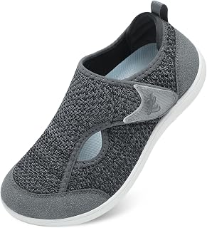 LeIsfIt Chaussures diabétiques larges pour femme Zero Drop Baskets pieds nus respirantes et réglables pour les pieds gonflés et les personnes âgées