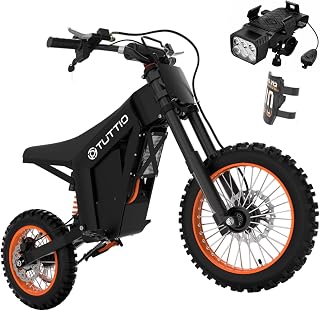 Tuttio Soleil01 Electric Dirt Bike 3000W 40MPH Off-Road E-Motorcycle | 200NM E Dirt Bike with 54.6V 21AH Battery, 45Miles, 14"/12" Fat Tire Electric Bike Full Hydraulic Brakes for Adults Teens