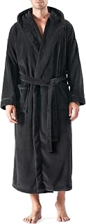 DAVID ARCHY Mens Bathrobes, Mens Robe, Long Robe Bathrobe Warm Neck Ultra Soft Bathrobe Mens Lounge Wear