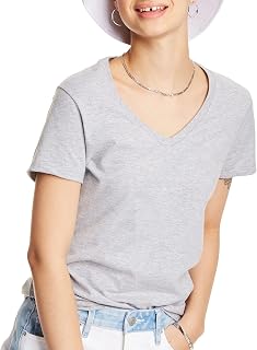 Hanes Perfect-t V-Neck T-Shirt, Ringspun Cotton Short Sleeve Tee for Women, 1 Gold 2 Pack Perfect-t Women's V-Neck Cotton Short Sleeve T-Shirt, Pack of 1 or 2 Pack (1 Pack)