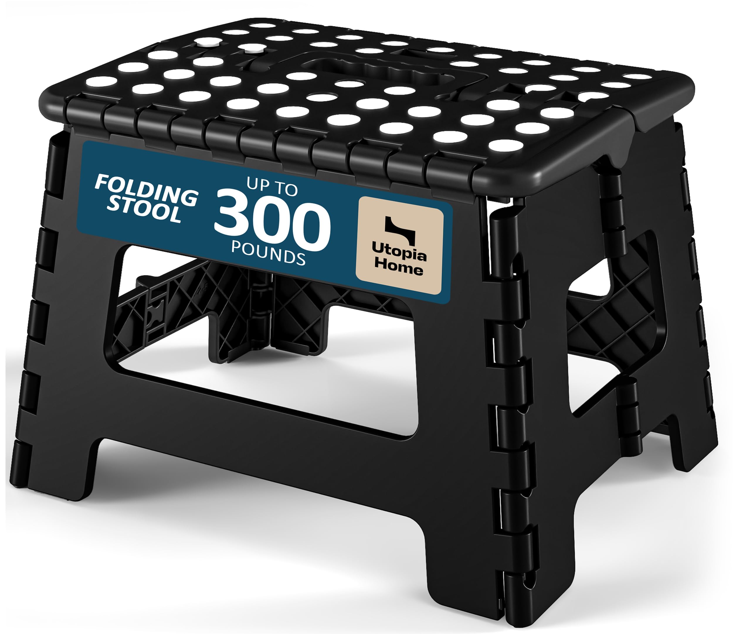 Utopia Home Folding Step Stool 9 Inch, Anti-Slip, Black, 1-Pack | Foldable step 