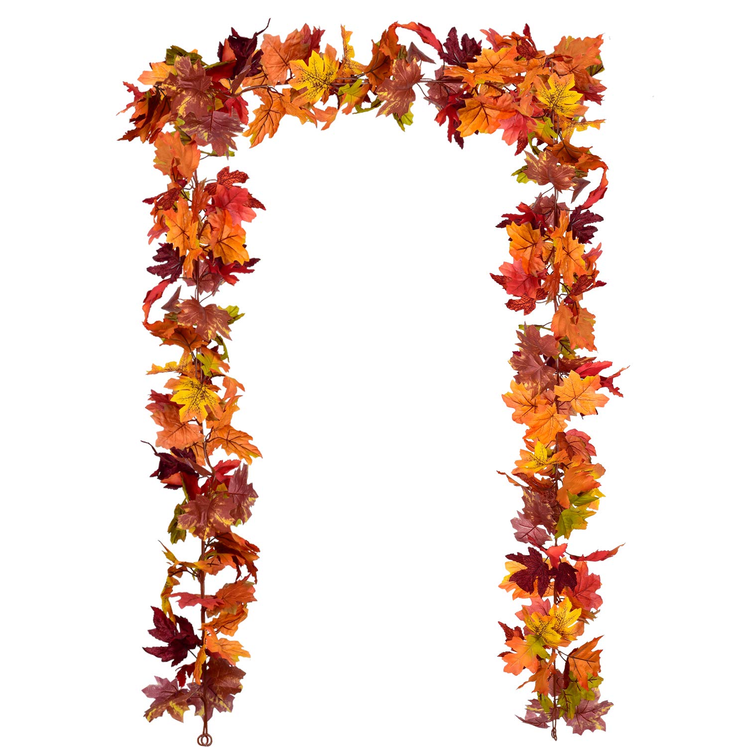 DearHouse 2 Pack Fall Garland Maple Leaf, 5.9Ft/Piece 7 Colors Hanging Vine Garl
