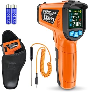 Infrared Thermometer Gun, Non Contact Digital Laser Thermometer Temperature Gun with Color LCD for Cooking, HVAC, Home Repairs, Humidity Measurement, Adjustable Emissivity -58°F to 1472°F(-50~800°C)