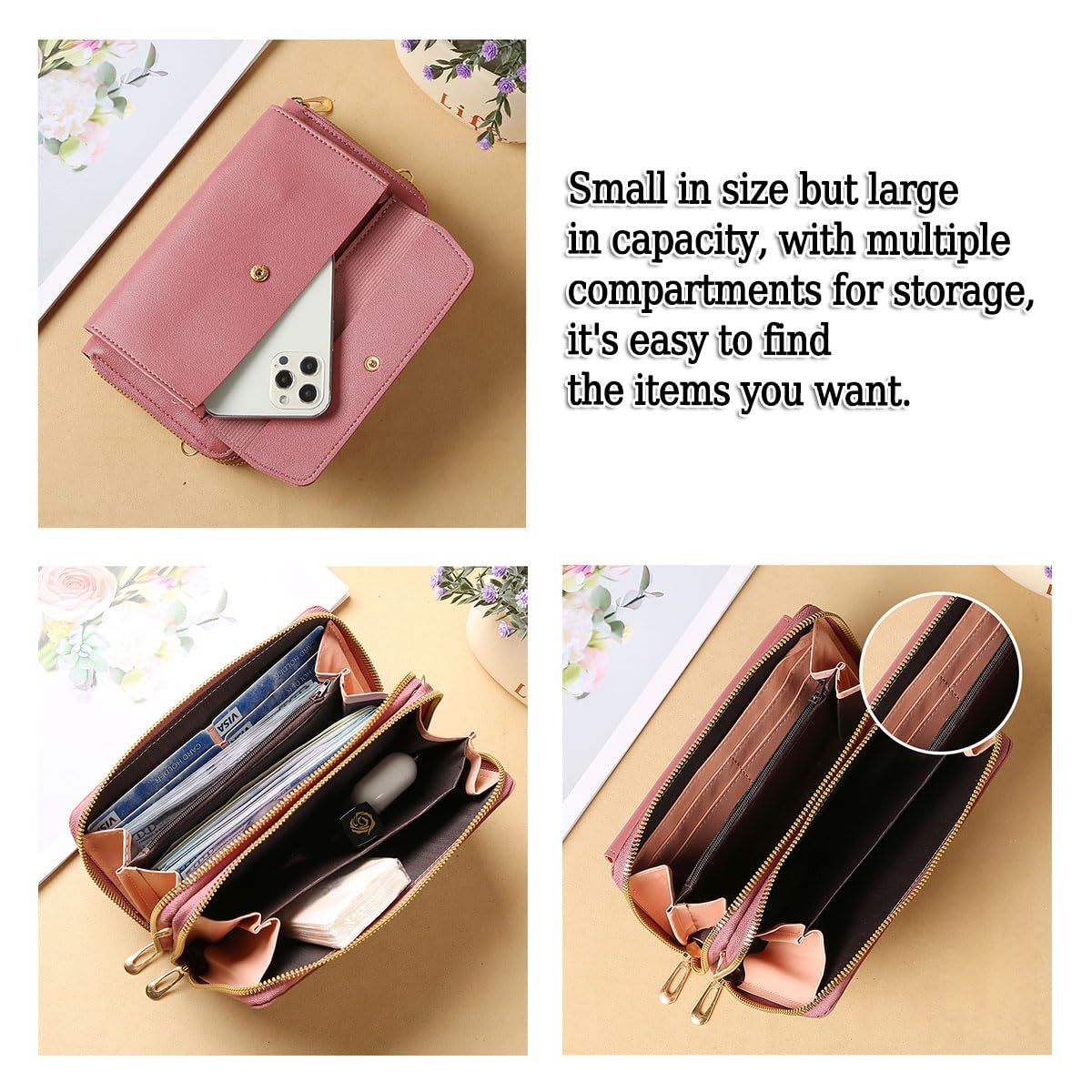 Shoulder Bag for Women, Leather Purses for Women, Phone Pocket, Wallet, Credit C