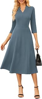 GRACE KARIN レディース 七分袖 ワーク 教会ドレス ポケット付き