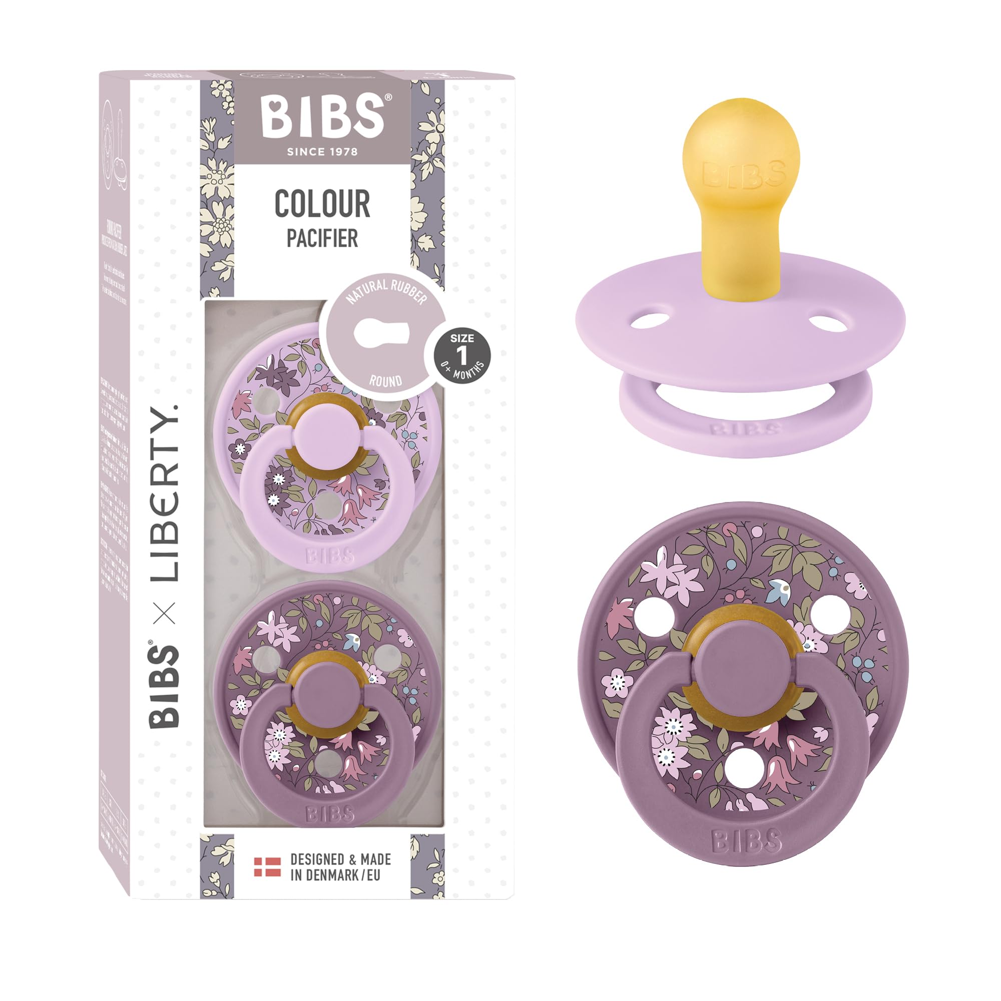 BIBS Liberty Colour Dummy, 0-6 mo., 2-Pack, Chamomile Lawn Violet Sky/Mauve | Ro
