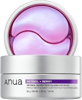 ANUA Retinol Berry Eye Patches, 60 Count | Hydrogel Under Eye Mask for Puffy Eyes, Dark Circles and Fine Lines, Caffeine Niacinamide, Korean Skincare