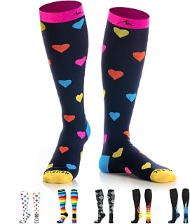 NEWZILL Compression Socks for Men and Women, 1 Pair Compression Socks 20-30 mmHg Graduated Support Stockings for Varicose Veins Edema Running Flight Sports Travel