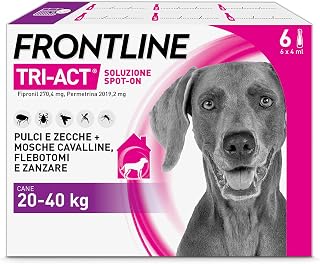Frontline Tri-Act x6 Leishmaniasis Dog Pesticide (20-40 kg) | Pesticide for dogs and puppies. Protects against fleas, ticks, mosquitoes, paratacs and leishmaniasis