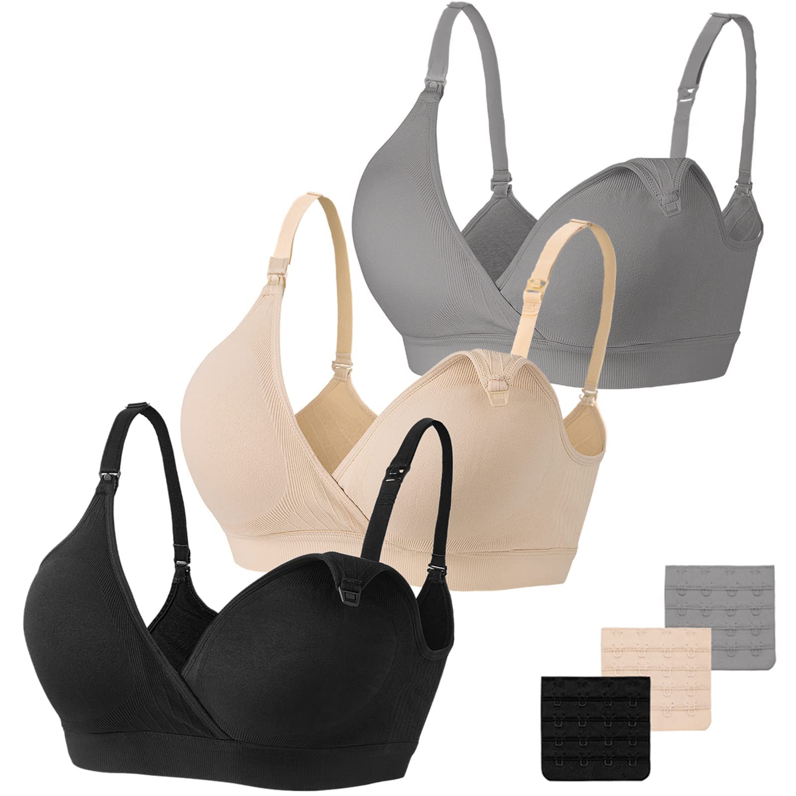 Vinfact Nursing Bra 3 Pack Seamless V Neck Maternity Bra Women Pregnancy Breastf