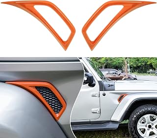 Bonbo 2PCS Exterior Accessories Wheel Eyebrow Side Air Conditioning Vent Outlet Cover Trim for Jeep Wrangler JL JLU Sports Sahara Freedom Rubicon Unlimited Gladiator JT 2018-2023 (Orange)
