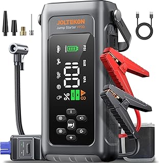 JOLTEKON Car Battery Jump Starter with Air Compressor 4500A 150PSI, Car Jumper Starter Portable (9L Gas/8L Diesel), Jump Box Car Battery with Auto-Shutoff Tire Inflator, Jumper Cables and Light