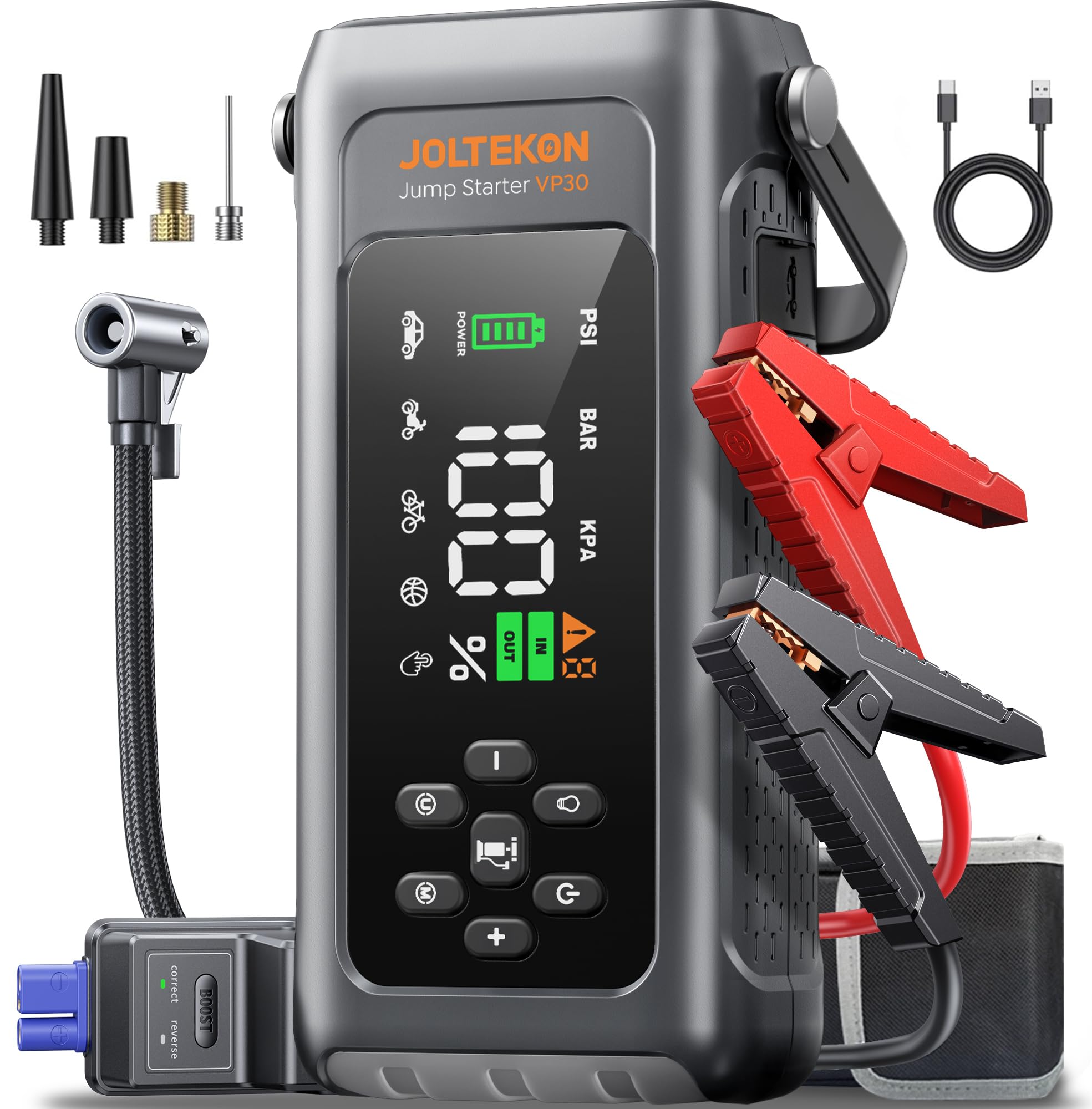 JOLTEKON Car Battery Jump Starter with Air Compressor 4500A 150PSI, Car Jumper S