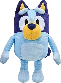 Bluey Talking Plush, 13-Inch Musical Toy with 9 Phrases | Press tummy for phrases & theme song sing-along, soft deluxe fabric; interactive Bluey toy for toddlers